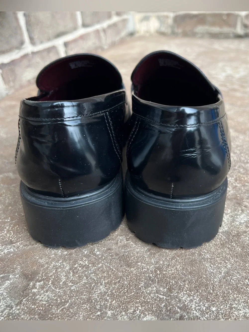 Tory Burch Classic Lug Loafer Black Patent Leather Sz 10